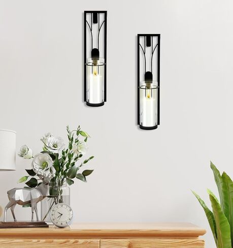 2PCS Wall Sconces Candle Holder, Modern Metal Wall Mounted Candle Holder, Hanging Candle Stand Decor for Living Room, Dining Room, Bedroom, Bathroom, (Not Include Candle) in Kuwait