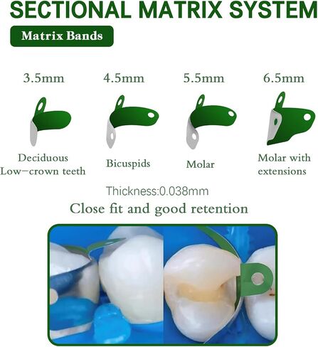 Dental Sectional Matrix System Set, Metal Matrix Bands with PTFE Non-Stick Coating Elastic, Dental NITI Metal Matrices Clamp Ring Tooth Repair Kits. (Set-C) in Saudi Arabia