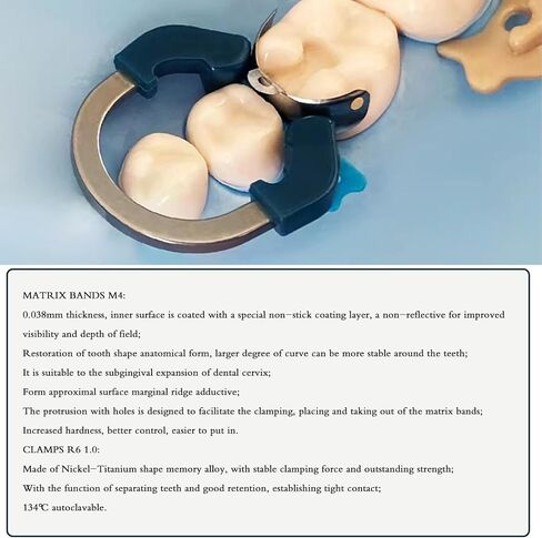 Dental Sectional Matrix System Set, Metal Matrix Bands with PTFE Non-Stick Coating Elastic, Dental NITI Metal Matrices Clamp Ring Tooth Repair Kits. (Set-C) in Saudi Arabia