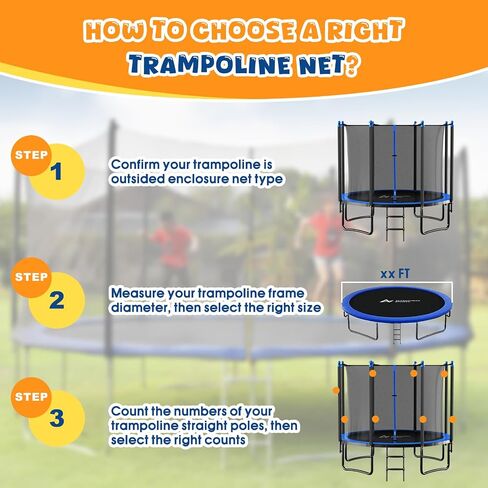 Trampoline Net Replacement 12 14 15 FT Trampoline Safety Net for Round Frame Trampoline Enclosure Net for 6 8 Straight Poles Trampoline Weather Resistant UV Resistant (Net Only Poles Not Included) in Saudi Arabia
