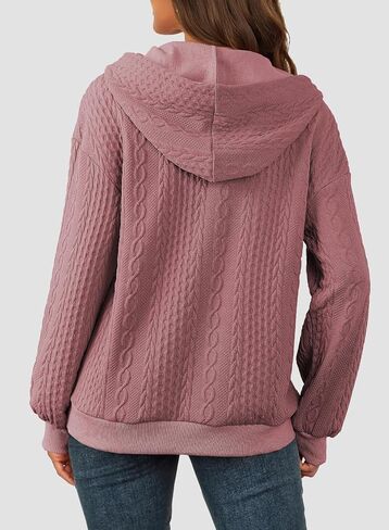 SHEWIN Women's Quarter Zip Hoodies Oversized Sweatshirt Long Sleeve Lightweight Pullover Tops in Saudi Arabia