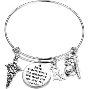 AKTAP Pharmacist Pharmacy Gift Never Underestimate The Difference You Made Rx Pharmacist Bracelet Pharmacy Tech Jewelry Pharmacist Retirement Gift (Rx Pharmacist Bracelet)