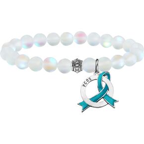 Polycystic Ovary Syndrome Awareness Gift PCOS Teal Ribbon Support Bracelet PCOS Warrior Jewelry for Women
