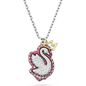SWAROVSKI Pop Swan Pierced Stud Earrings with Swarovski Swan Motif, Pink and Clear Crystals