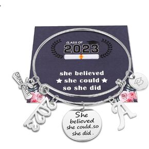 GLIVEOR Graduation Gifts for Her 2023, Class of 2023 Graduation Bracelets Graduation Gifts Charm Bracelets College High School Graduation Gifts for Her 2023(A)