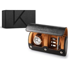 KW7M-BK Luxury Watch Travel Case - Watch Storage Roll for Watches & Jewelry - Anti-Scratch Watch Roll - Premium Watch Box