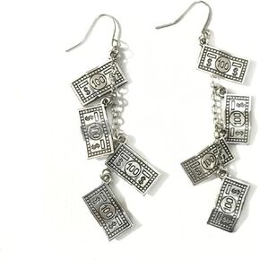 100 Dollar Earrings Personalized Punk Hiphop Paper Cash Bill Currency Money Dangle Drop Statement Earrings Bar Night Club Casino Jewelry Gifts for Women Girls in Kuwait