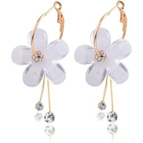 XYAYOU Bohemian Acrylic Zircon Rose Flower Crystal Dangle Drop Earrings Elegant Romantic Bohemian Earring for Women Girls
