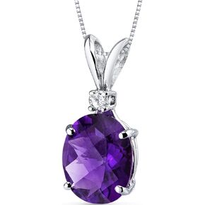 قلادة بيضاوية الشكل من الذهب الابيض عيار 14 قيراط 2.00 قيراط من الجمشت, معدن, جمشت in Kuwait