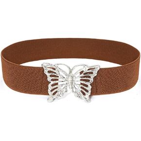 Women's Vintage Metal Buckle Butterfly Elastic Waistband