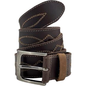 Rustic Belt with Cowboy Stitching Handmade from Full Grain Leather Secure Metal Buckle Hardware