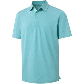 Mens Golf Shirts Short Sleeve Quick Dry Breathable Active Heather Jacquard Regular Fit Casual Polo Shirts for Men