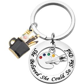CENWA Inspirational She Believe Artist Painter Palette Painting Paint Brush Keychain Paint Team Gifts
