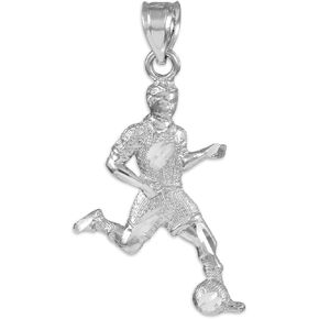Sports Charms Sterling Silver Soccer Player Futbol Pendant