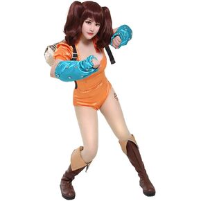 miccostumes Women's Cosplay Costume Orange Leotard With Armguards And Bag