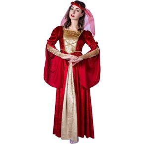 Women's Medieval Princess Dress Halloween Renaissance Dress Red