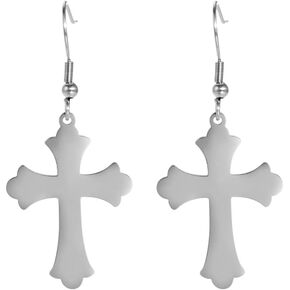 أقراط متقاطعة من LIKGREAT Crucifix مجوهرات دينية هدية مسيحية أقراط متدلية بسيطة على شكل صليب الإيمان للفتيات والنساء
