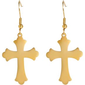 أقراط متقاطعة من LIKGREAT Crucifix مجوهرات دينية هدية مسيحية أقراط متدلية بسيطة على شكل صليب الإيمان للفتيات والنساء