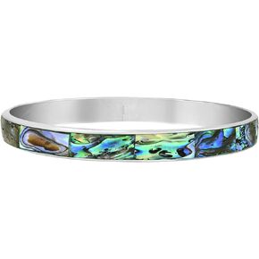 AeraVida Genuine Abalone Shell Warp Stainless Steel Link Bracelet | Abalone Shell Bracelet | Bangle Bracelets for Women | Bangle Bracelet Stainless Steel