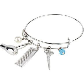 Meiligo® Fashion Woman Hairdresser Scissors Comb Stylist Charm Bracelet Jewelry Pendant HAIR STYLIST Dryer Charm Bracelet
