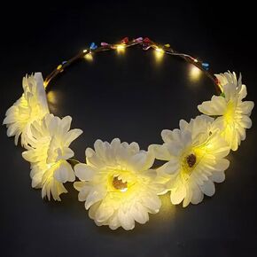 Christmas LED Floral Glowing Garland Hair Band Festival Flower Crown Headband Light Up Party Headdress (Blue)