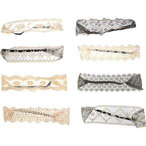 مينكسي 8 قطع من شريط راس مزين بالدانتيل، عصابات راس بيضاء للنساء، شريط راس مرن لطيف للنساء، شريط راس عريض من الدانتيل، شريط راس مطاطي انيق in Kuwait