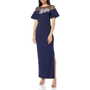 JS Collections Women's Fleur Beaded Column Gown