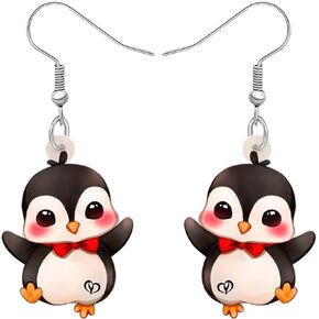Acrylic Cute Christmas Hat Penguin Earrings Dangle Drop Anime Scarf Animals Jewelry Gifts for Women Girls Kids Party Favors Decor