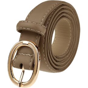 Elerevyo Women Faux Leather Belt, 0.9" Wide Casual Waist Belts with Gold Buckle for Jeans Pants Dresses