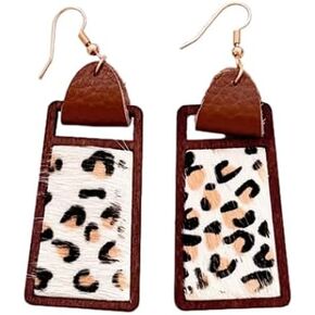 بوهيميا قبعات رعاة البقر الغربية أقراط البقر ليوبارد طباعة الجلود الخشب استرخى إسقاط أقراط راعية البقر خفيفة الوزن للنساء مجوهرات للبنات هدية in Kuwait