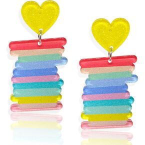 أقراط أكريليك من الراتنج بألوان قوس قزح خفيفة الوزن بألوان قوس قزح رائعة وغريبة وشفافة وأقراط متدلية للنساء والفتيات in Kuwait