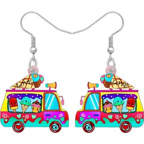 LONYOO Acrylic Novelty Dessert Car Truck Earrings Dangle Drop Sweet Foods Jewelry Ice Cream Gifts for Women Girls Charms