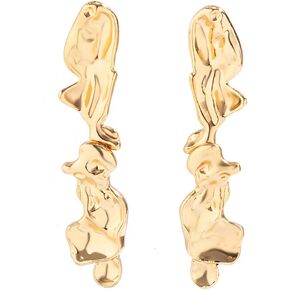 Gold Flower Earrings Exaggerated Flower Floral Earrings Geometric Irregularity Large Metal Flower Drop Earrings Hypoallergenic Stylish Flower Statement Earring for Women Teen Girls Jewelry