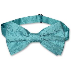 Vesuvio Napoli BOWTIE Turquoise Aqua BLUE Paisley Men's Bow Tie for Tuxedo Suit