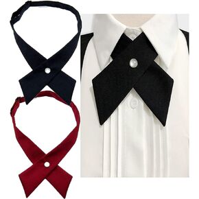 AKOAK 2 Pcs Cross Tie Work Tie Adjustable School Uniform Business Bow Tie Perfect for Party Shirt Accessories for Women or Girls