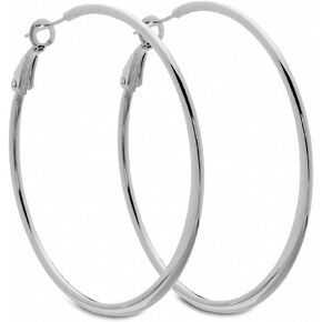 Italian Sterling Silver Medium Graduating Hoop Earrings 50mm x 50mm