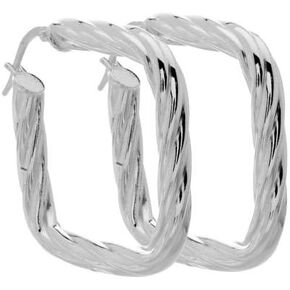 Amoro Italian Sterling Silver Twist Cushion Earrings 33mm x 33mm