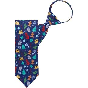 Jacob Alexander Men's Christmas Tree Decors Snowman Gingerbread Gifts Snowflakes Zipper Neck Tie