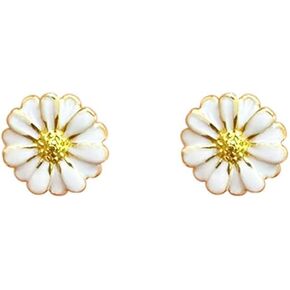 Dainty Daisy Flower Stud Earrings for Women Girls 925 Sterling Silver 14k Gold Plated Tiny Small Cute Enameled Studs Cartilage Tragus Post Cute Holiday Birthday Jewelry Gifts