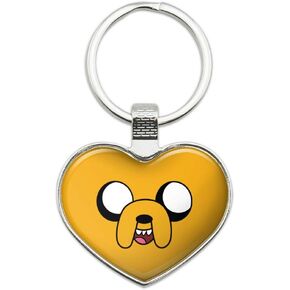 Adventure Time Jake Head Keychain Heart Love Metal Key Chain Ring
