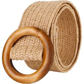 SOIMISS Retro Woven Waist Belt Straw Woven Elastic Stretch Waist Belts Boho Ladies Braided Skinny Dress Belt for Women Pants Dress Decor