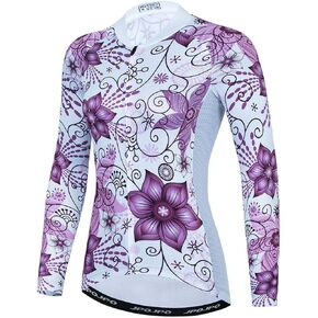 Hotlion Womens Cycling Jersey Long Sleeve Bike Shirts Team Bicycle Clothing with Pockets HT1