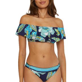 Trina Turk Women's Pirouette Bandeau Bikini Top, Off Shoulder, Floral Print, Swimwear Separates