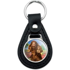 GRAPHICS & MORE Black Leather Wizard of Oz Lion Character Keychain