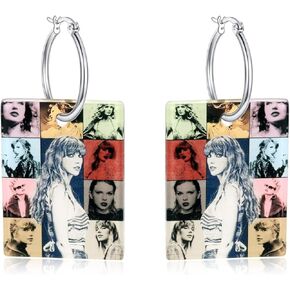 اقراط دائرية للنساء من ايراس تور، اقراط حلقية من الاكريليك، هدايا حفلات موسيقية لمحبي سويفتي، فضة استرلينية، بدون احجار كريمة in Kuwait