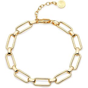 Bemoly 14K Gold Link Bracelet for Women Dainty Adjustable Chain Bracelet Paperclip Link Mesh Chain Cute Beaded Layered Bracelets for Women Jewelry Gift…