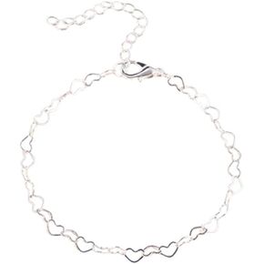Hollow Love Heart Link Chain Bracelet Sterling Steel Bracelet for Women Girl
