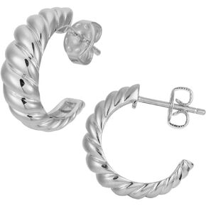 18K Gold Plated Small Gold Hoop Earrings for Women | Petite Round C-Shaped Hoops Post Stud Earrings
