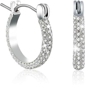 TGNEL Small CZ Hoop Earrings Titanium Earrings for Sensitive Ears, Lightweight Cubic Zirconia Earrings Hoops for Women