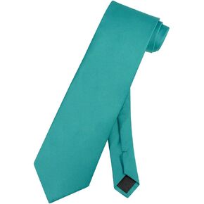 Vesuvio Napoli NeckTie Solid TEAL Color Men's Neck Tie, Aqua Green, One Size